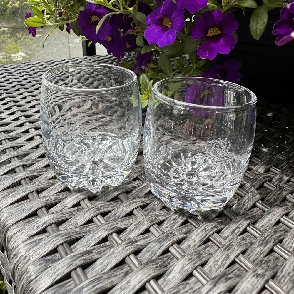 Crown Royal Canadian Whisky Shot‎ Glasses Etched 2oz-Set Of 2 Promo
